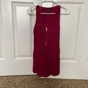 Red front zip romper